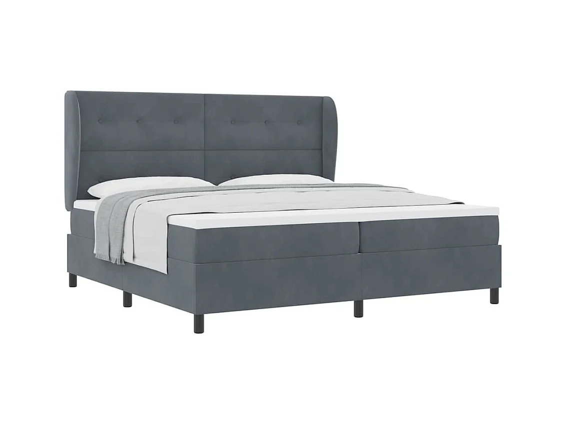 Cadre de lit avec matelas Gris foncé 200 x 200 cm Velours