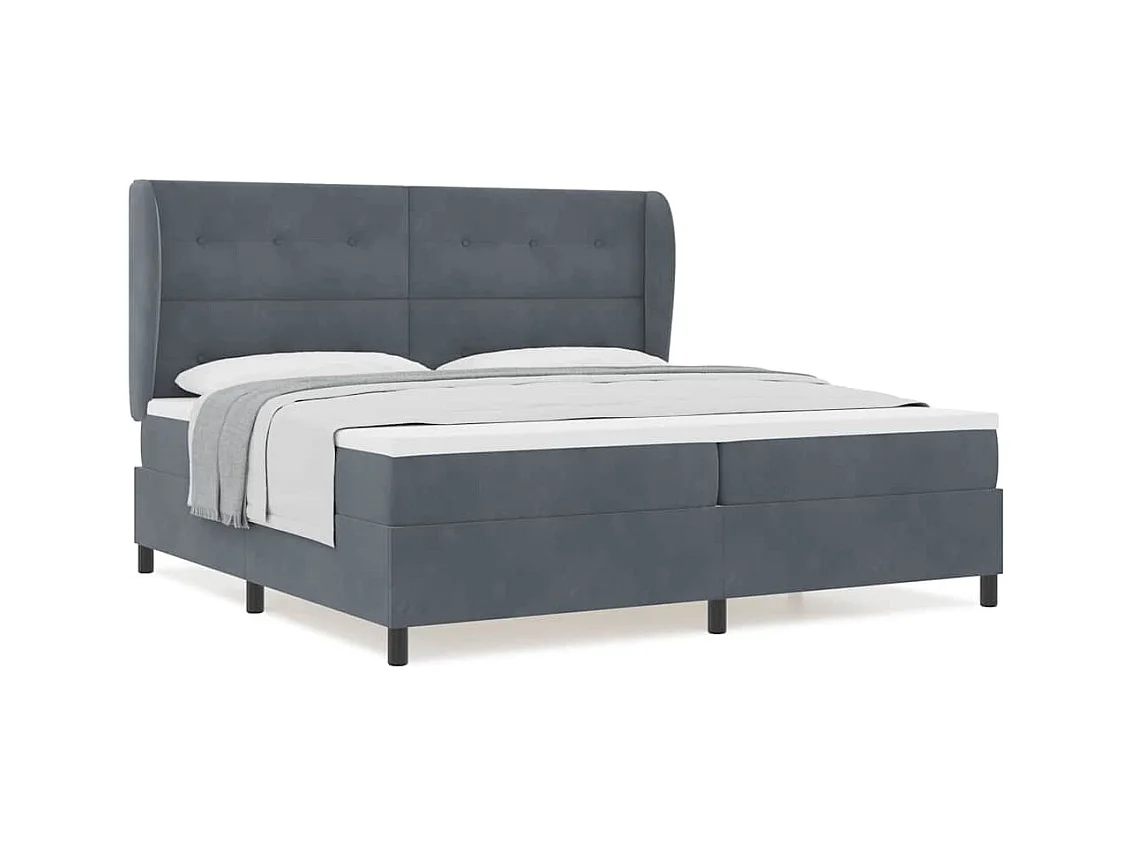 Cadre de lit avec matelas Gris foncé 200 x 200 cm Velours