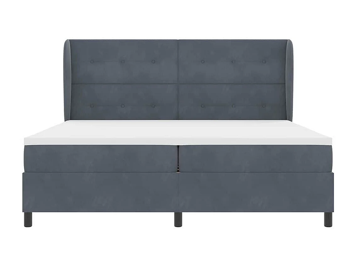 Cadre de lit avec matelas Gris foncé 200 x 200 cm Velours