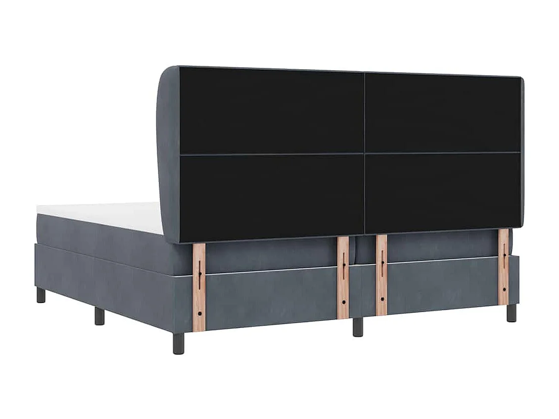 Cadre de lit avec matelas Gris foncé 200 x 200 cm Velours