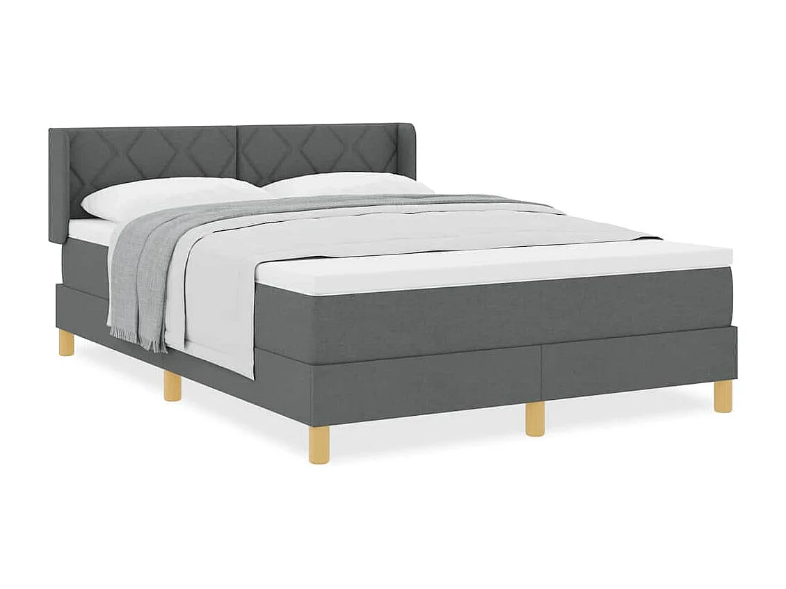 Cadre de lit avec matelas Gris foncé 140 x 190 cm tissu