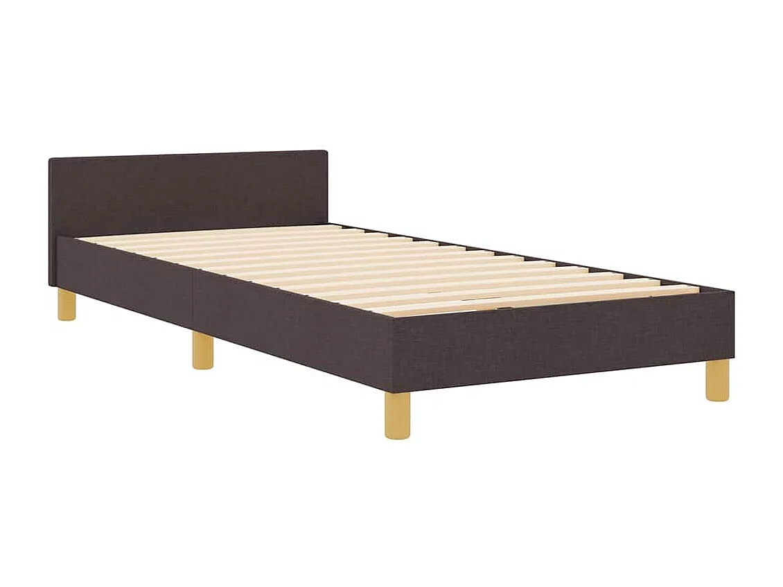 Estructura de cama con cabecera Marrón oscuro 80 x 200 cm tela