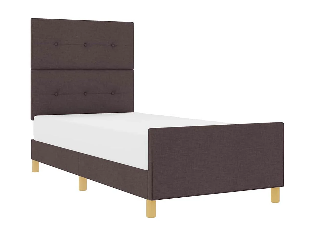Estructura de cama con cabecera Marrón oscuro 80 x 200 cm tela