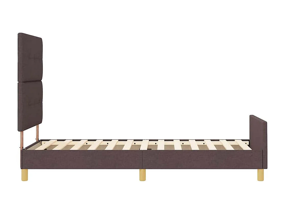 Estructura de cama con cabecera Marrón oscuro 80 x 200 cm tela
