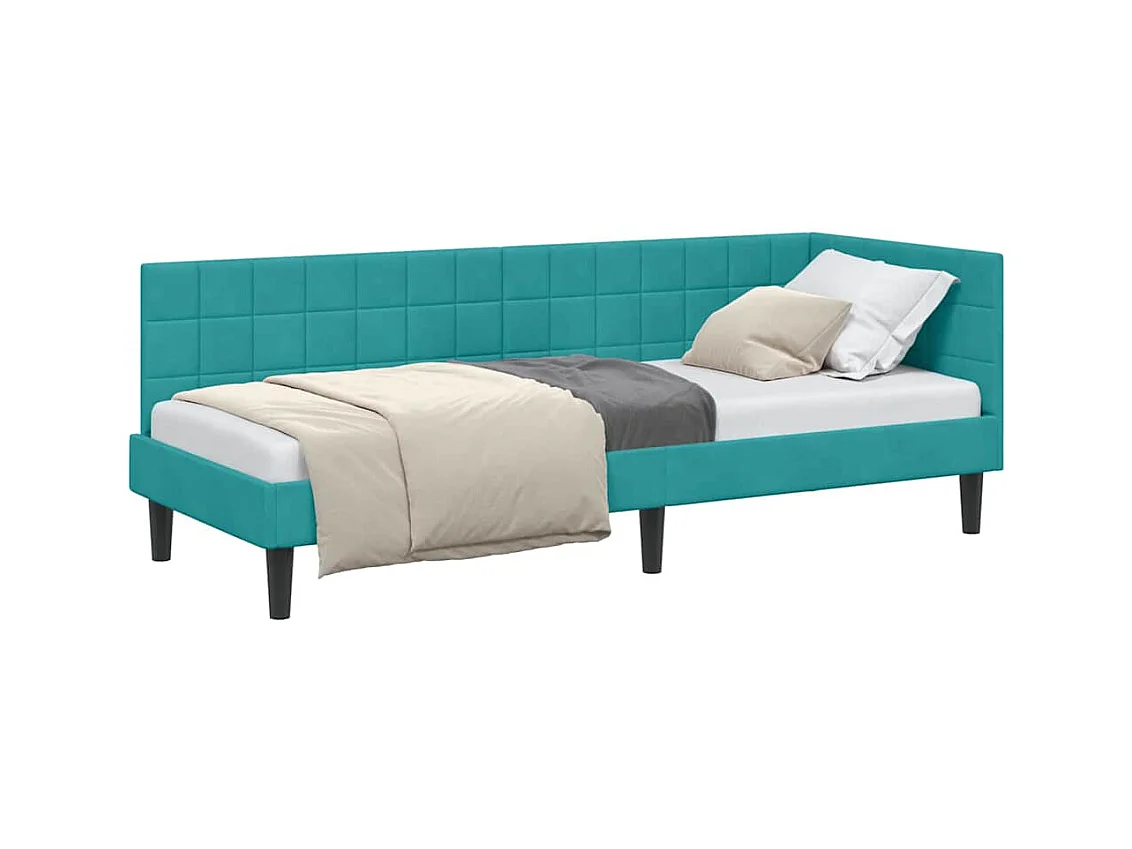 met hoofdeinde Turquoise 80 x 200 cm Fluweel