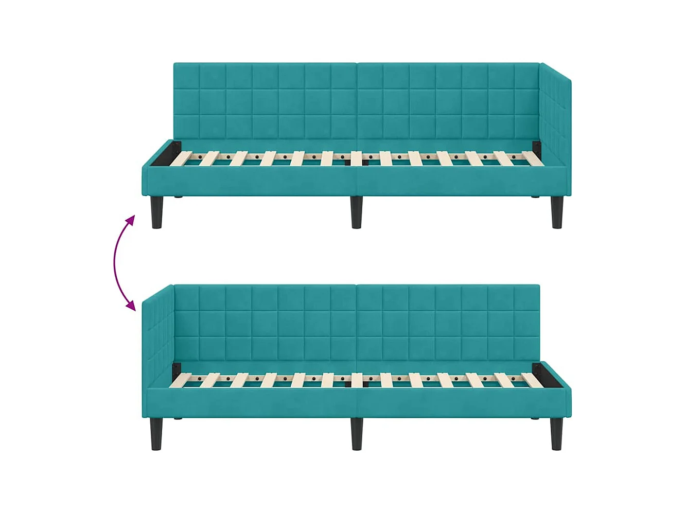 met hoofdeinde Turquoise 80 x 200 cm Fluweel