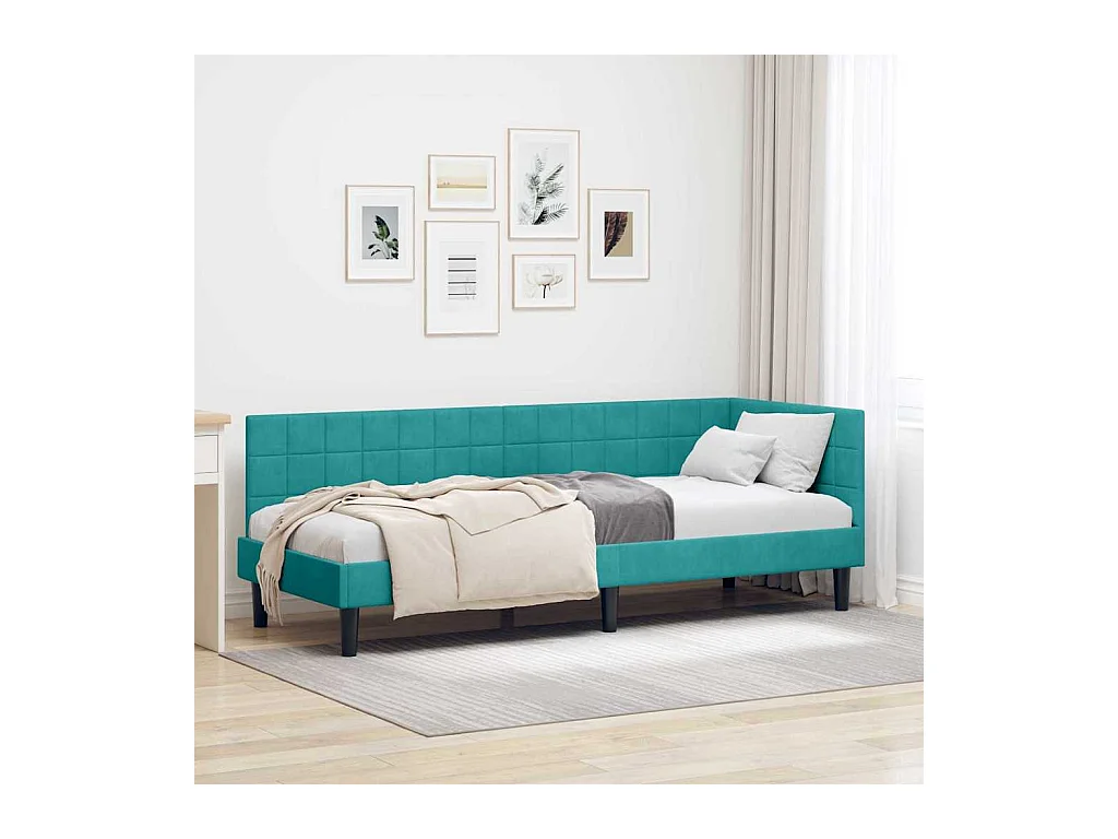Cadre de lit d'angle Turquoise 80 x 200 cm Velours