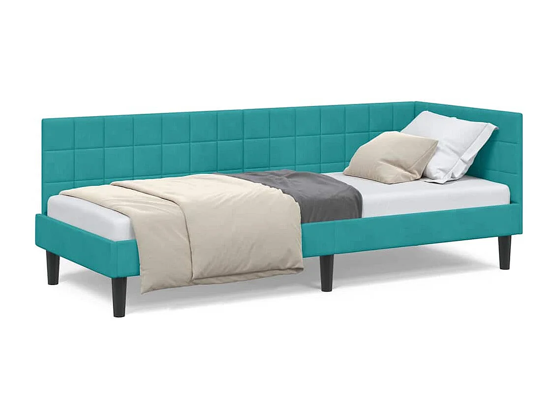 Cadre de lit d'angle Turquoise 80 x 200 cm Velours