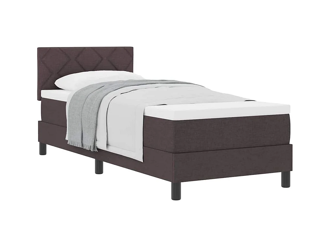 Cama box spring com colchão Marrom Escuro 80 x 200 cm tecido