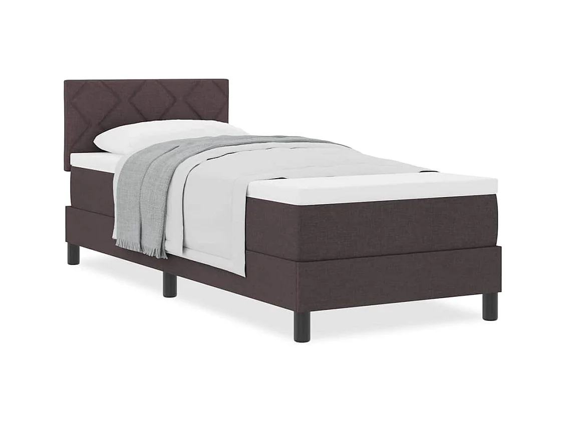 Cama box spring com colchão Marrom Escuro 80 x 200 cm tecido