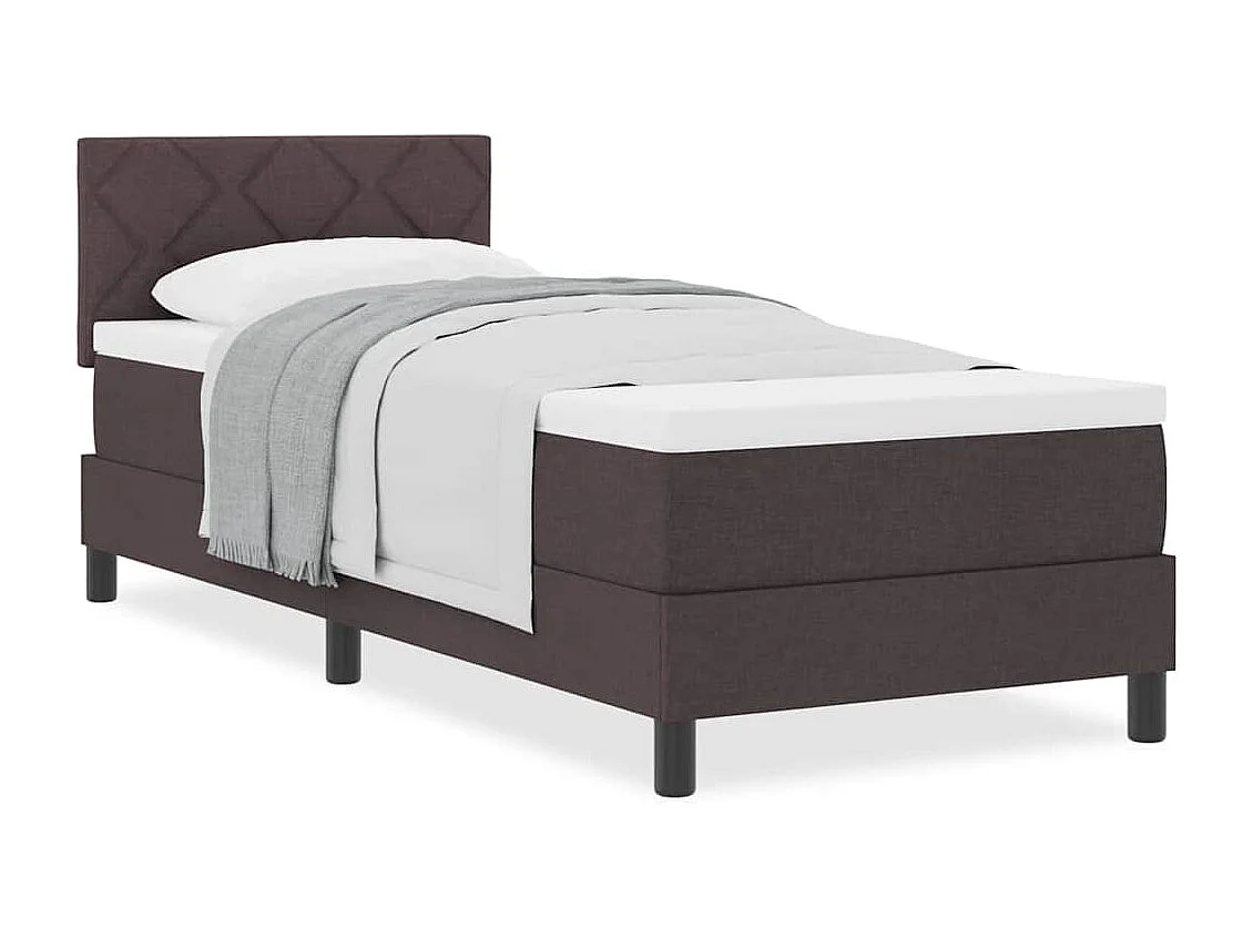 Cama box spring com colchão Marrom Escuro 80 x 200 cm tecido