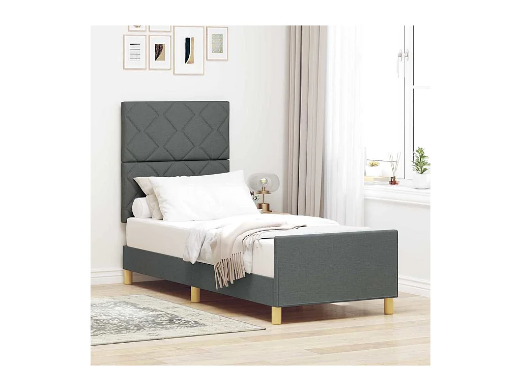 Bedframe met hoofdeinde Donkergrijs 80 x 200 cm Stof