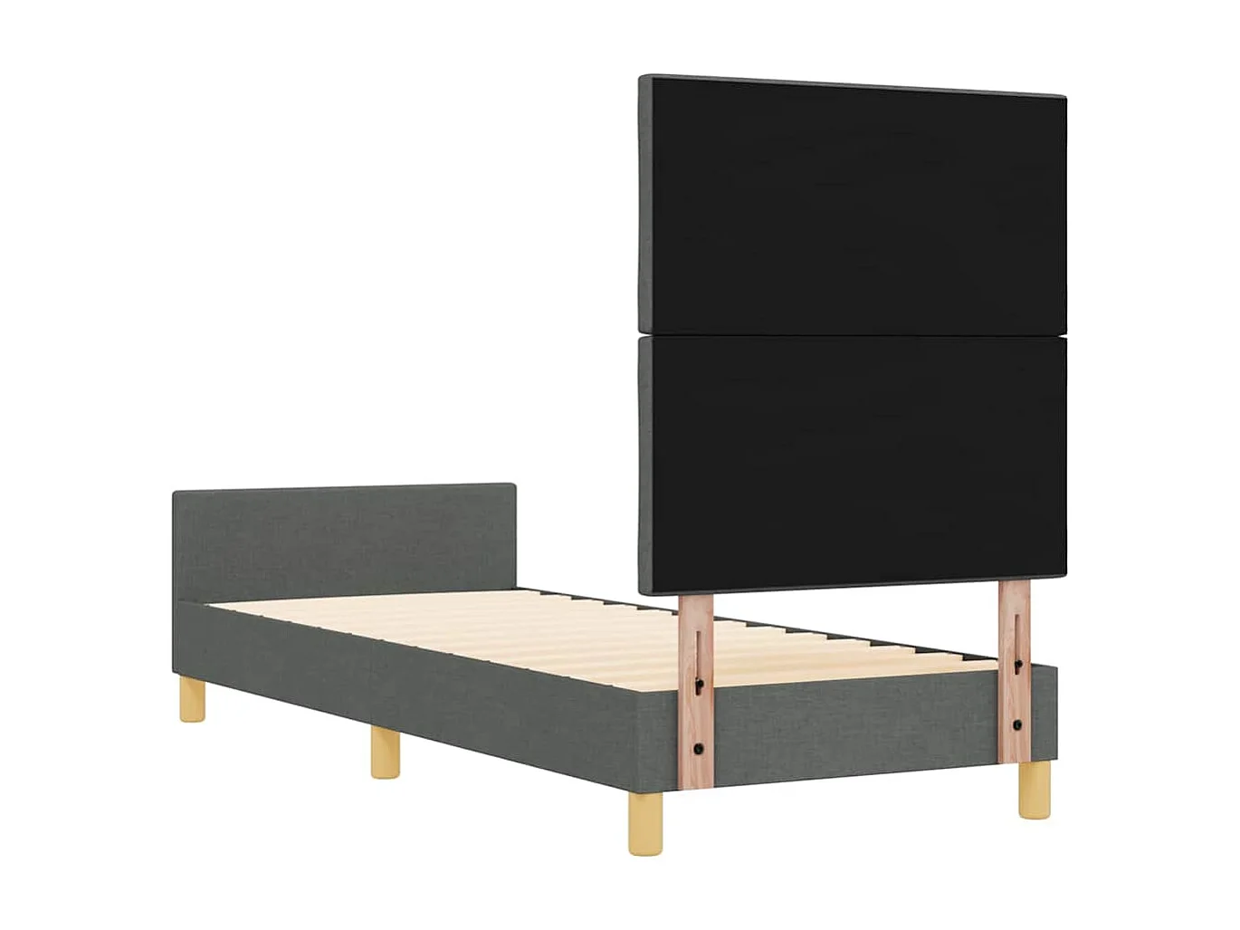 Estructura de cama con cabecera Gris oscuro 80 x 200 cm tela