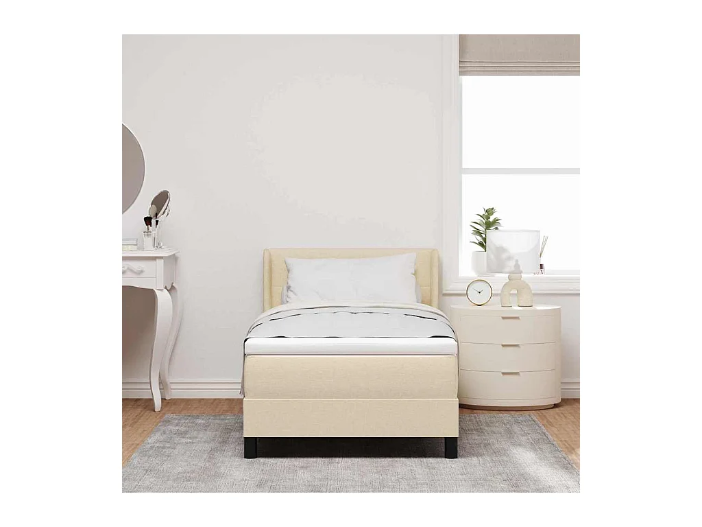 Cadre de lit avec matelas avec matelas Crème 90 x 190 cm