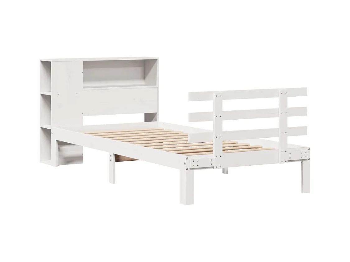 Cama con estantería sin colchón madera maciza de pino 90x190 cm