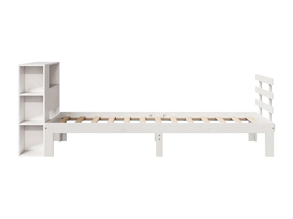 Bed met boekenkast zonder matras grenenhout wit 90x190 cm