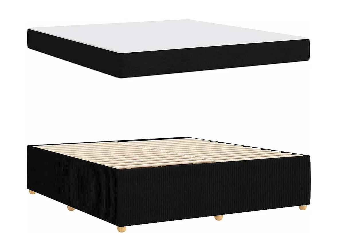 Cadre de lit avec matelas avec matelas Noir 180 x 200 cm tissu
