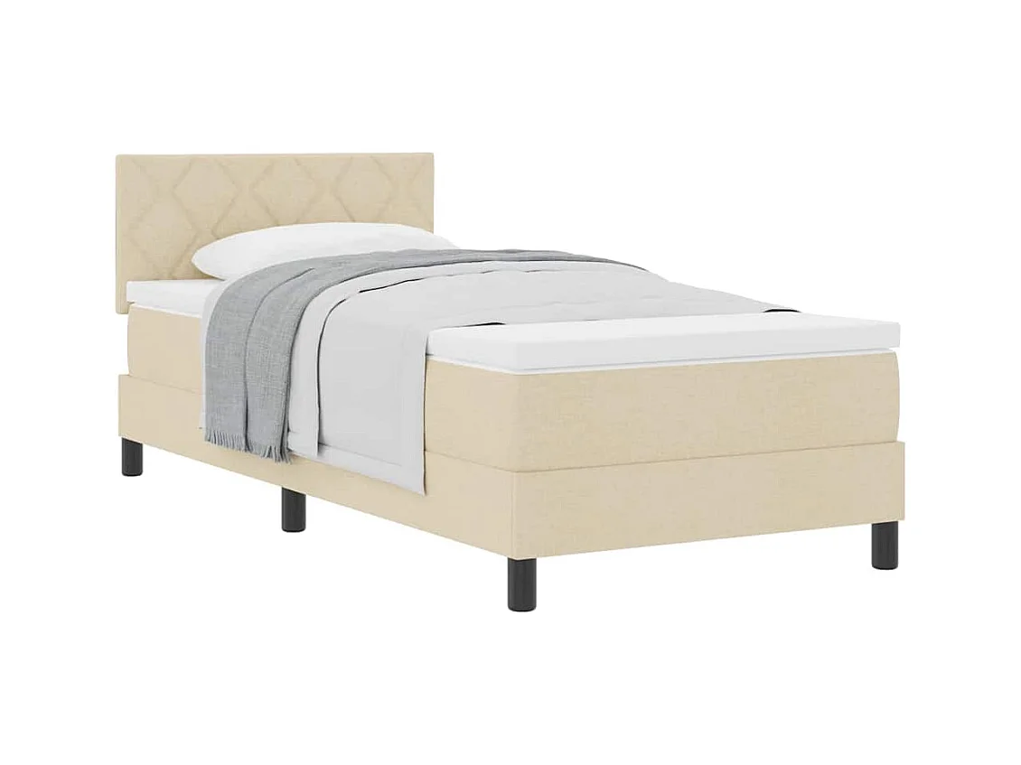 Cadre de lit avec matelas Crème 100 x 200 cm tissu