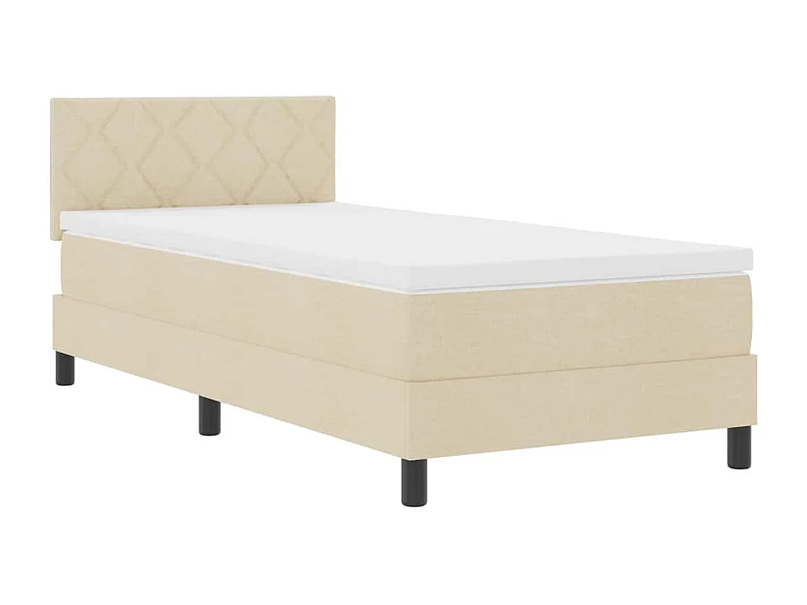 Cama box spring com colchão Creme 100 x 200 cm tecido