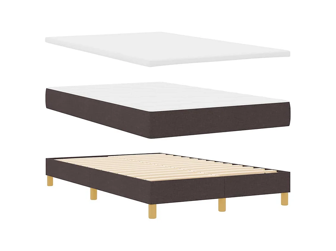 Cadre de lit avec matelas Marron foncé 120 x 190 cm tissu