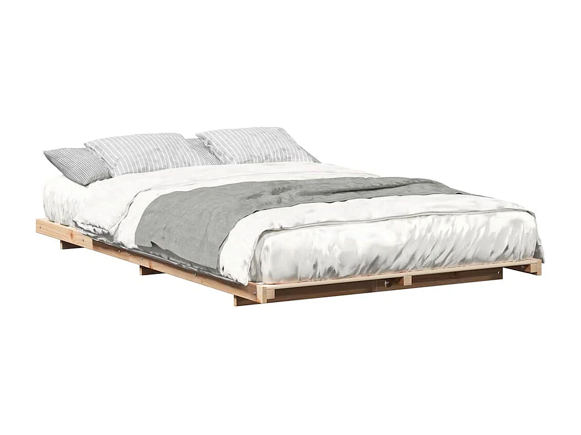 Estructura de cama Marrón 135 x 190 cm Madera maciza de pino