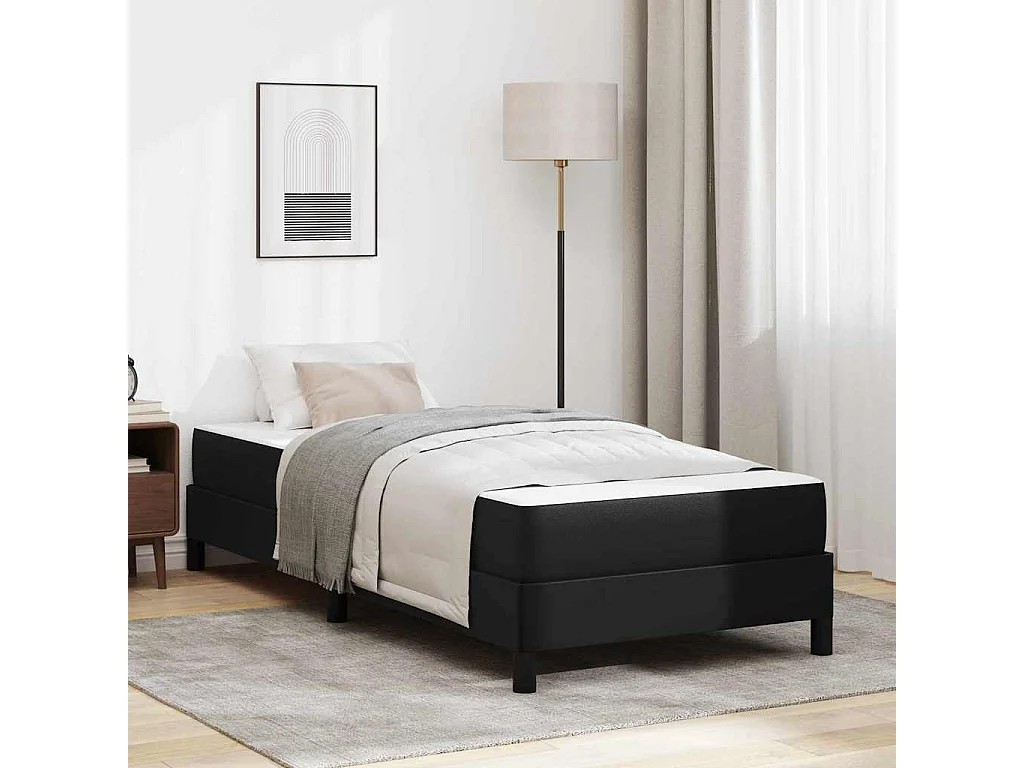 Cadre de lit avec matelas Noir 100 x 200 cm Faux cuir