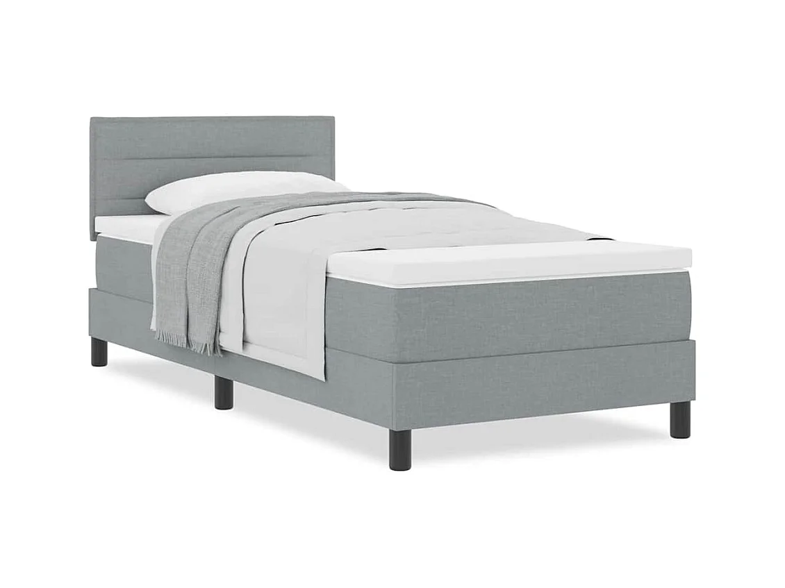 Cadre de lit avec matelas Gris clair 90 x 190 cm tissu