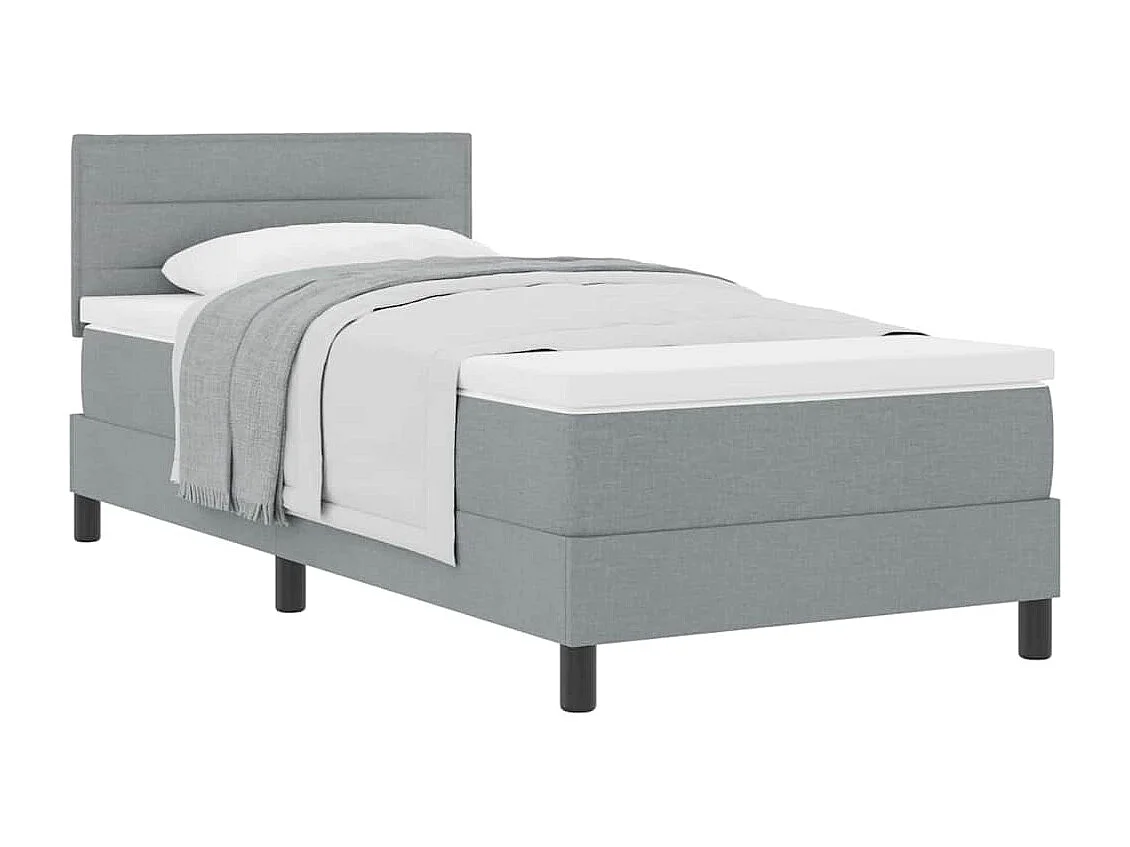 Cadre de lit avec matelas Gris clair 90 x 190 cm tissu