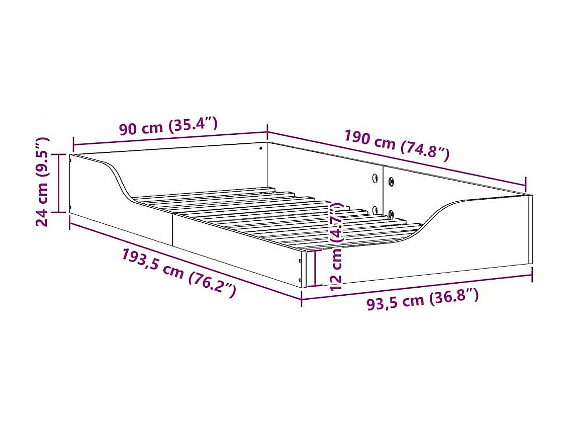Estructura de cama Blanco 90 x 190 cm Madera maciza de pino