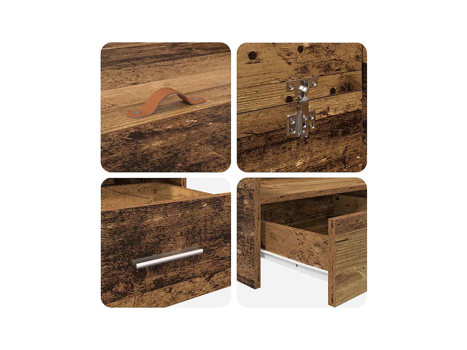 Cadre de lit avec rangement Bois ancien 140 x 200 cm