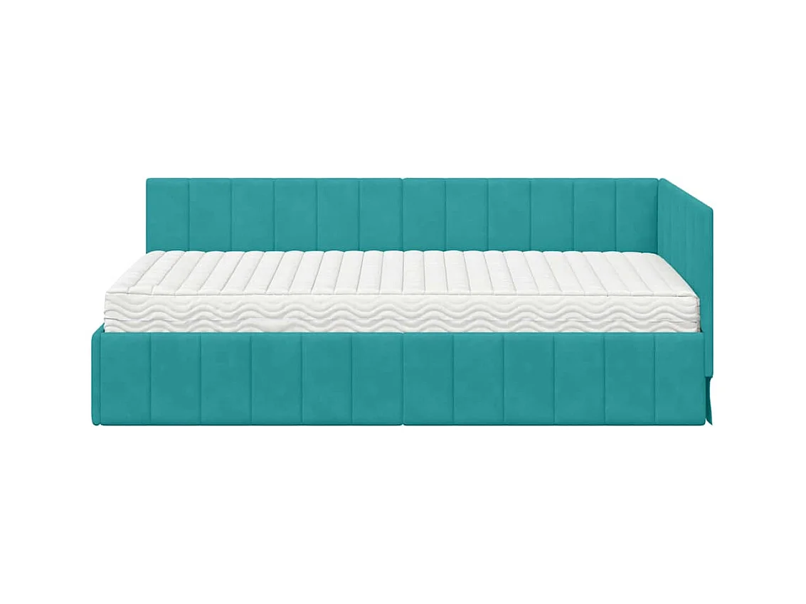 Cadre de lit d'angle Turquoise 100 x 200 cm Velours