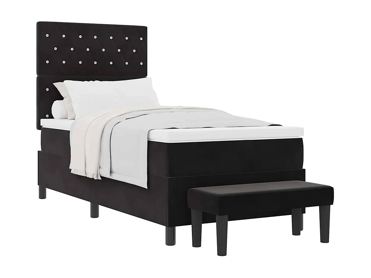 Cadre de lit avec matelas Noir 100 x 200 cm Velours