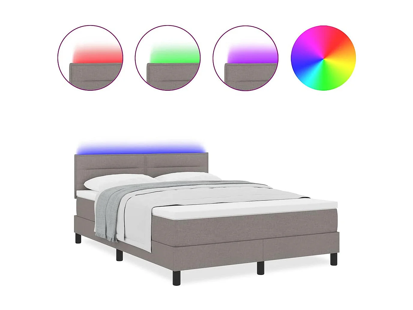 Cadre de lit avec matelas Taupe 160 x 200 cm tissu