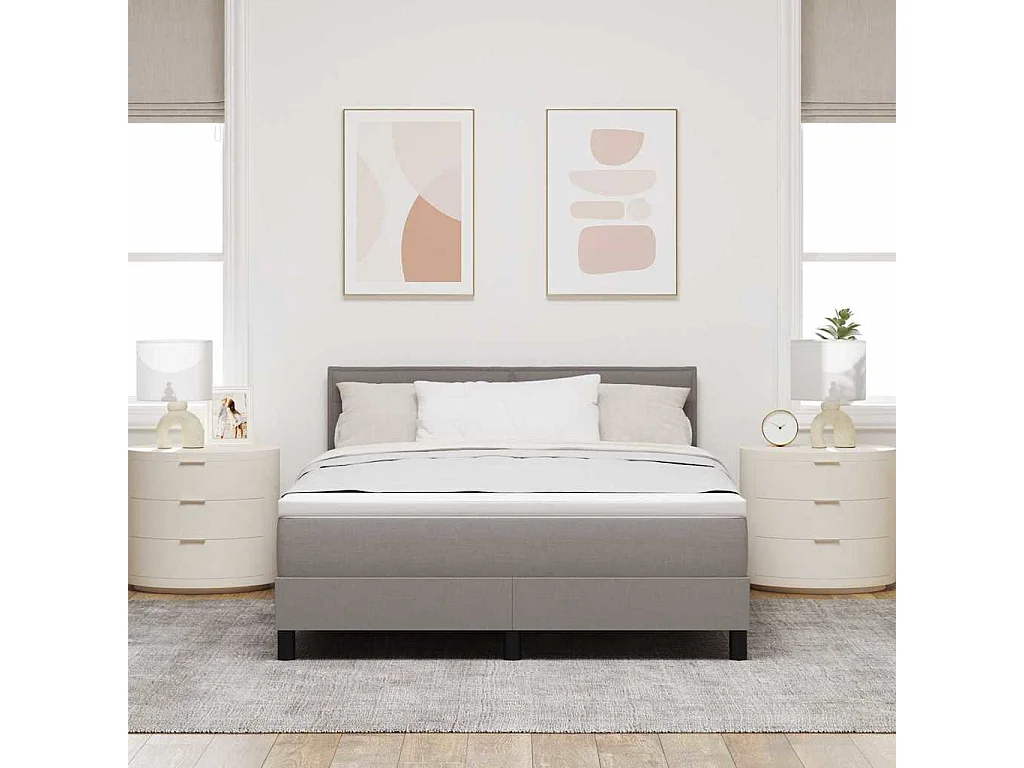 Cadre de lit avec matelas Taupe 160 x 200 cm tissu