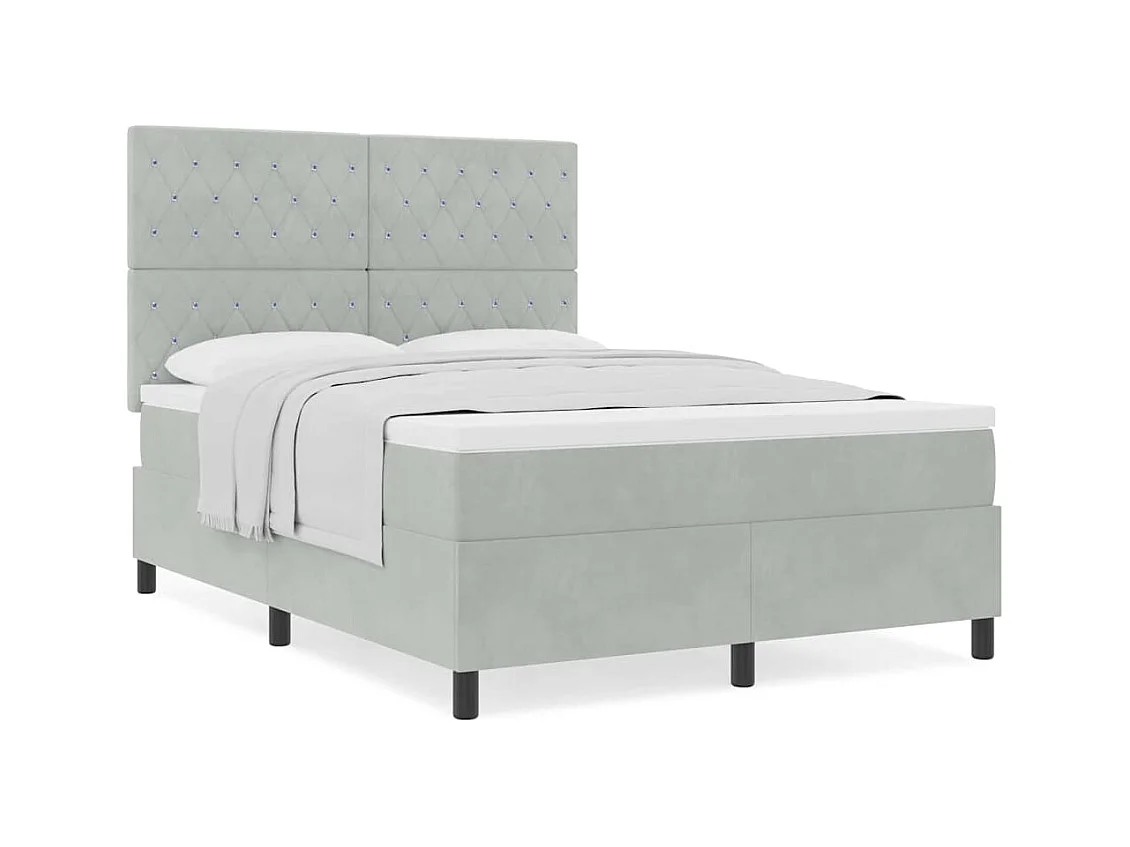 Cama Box com colchão Cinzento-claro 160 x 200 cm Veludo