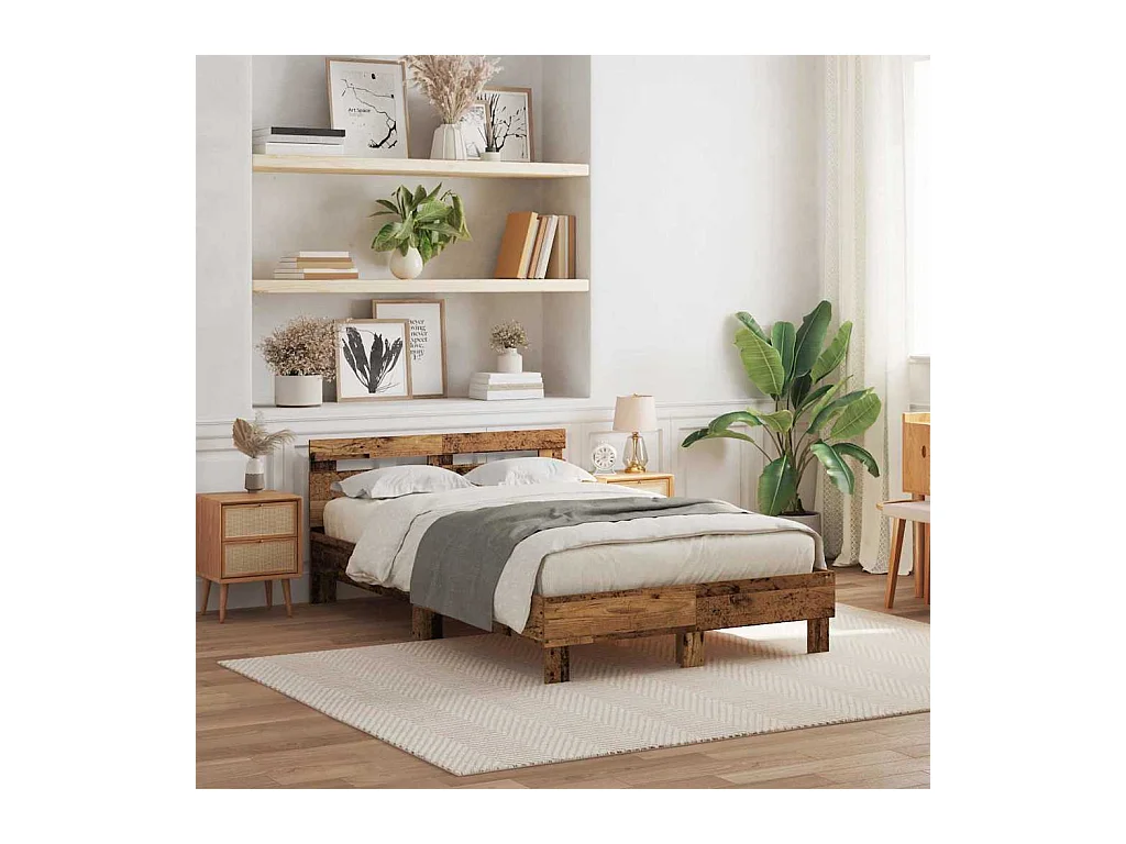Estrutura da Cama com cabeceira Madeira antiga 135 x 190 cm