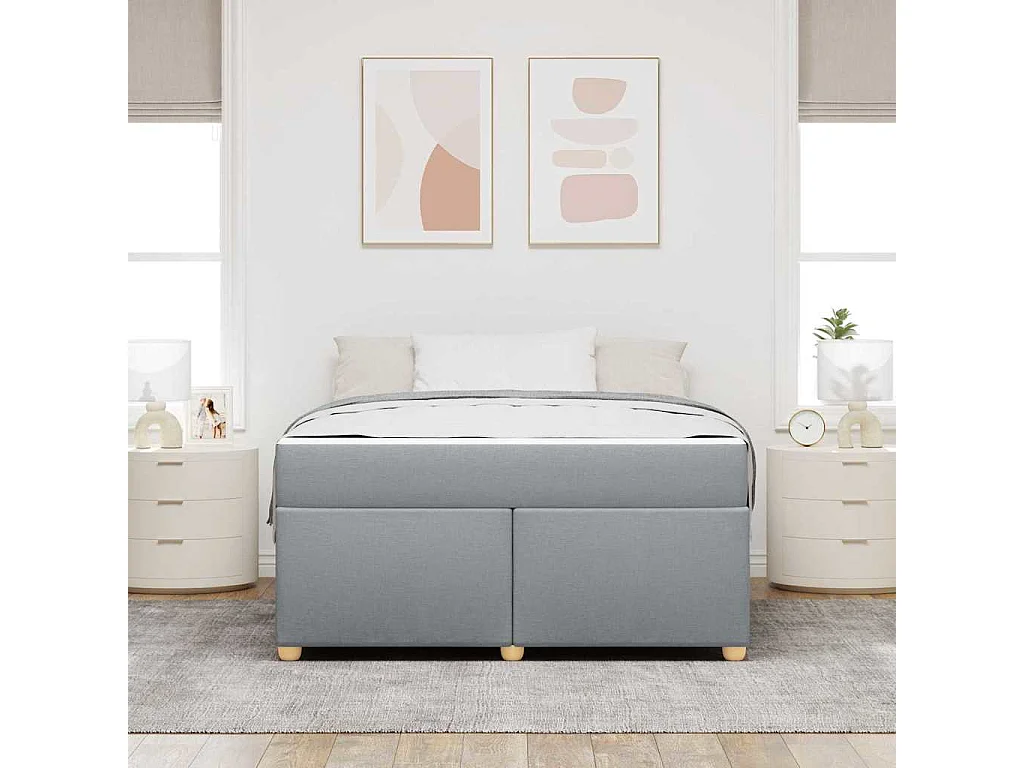 Estructura de cama con colchón Gris claro 160 x 200 cm tela