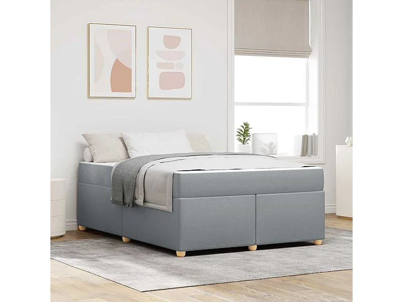 Estructura de cama con colchón Gris claro 160 x 200 cm tela
