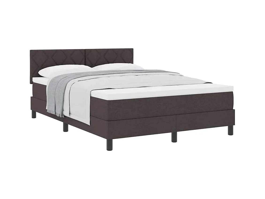 Cama box spring com colchão Marrom Escuro 140 x 200 cm tecido