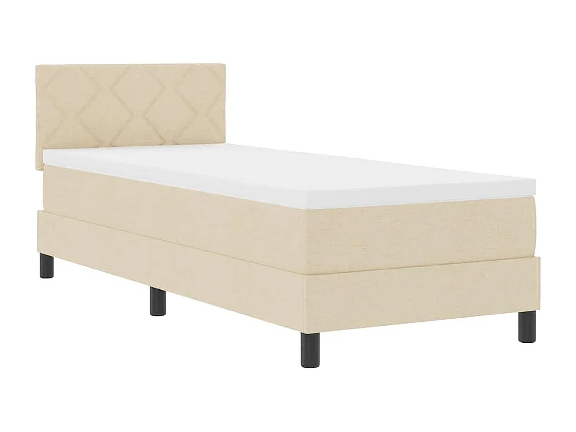 Cama Box com colchão com cabeceira Creme 80 x 200 cm tecido