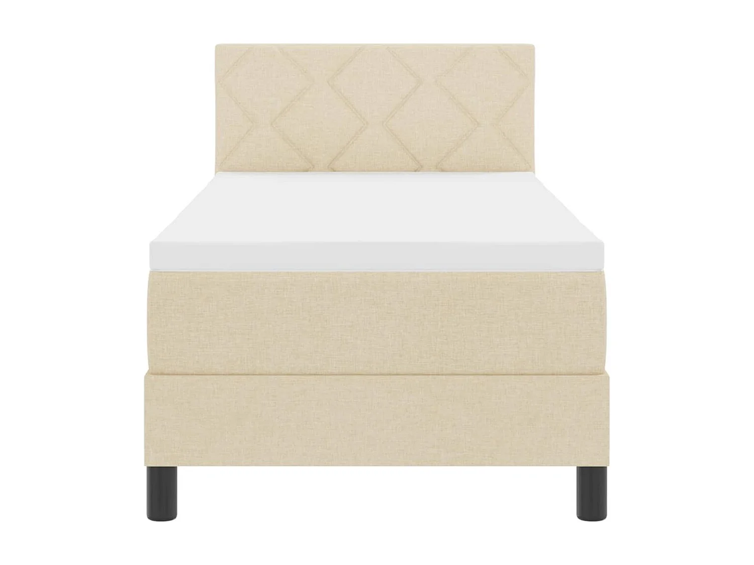 Cama Box com colchão com cabeceira Creme 80 x 200 cm tecido