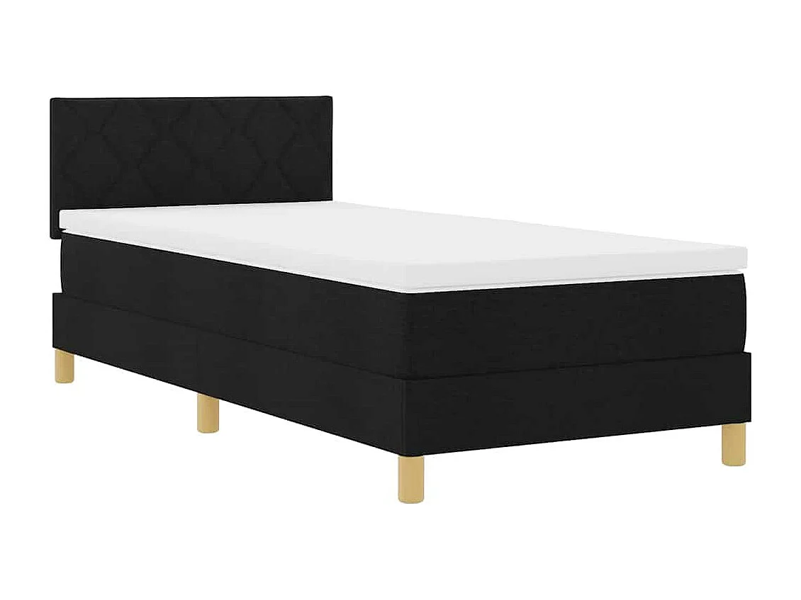 Cadre de lit avec matelas avec matelas Noir 90 x 200 cm tissu