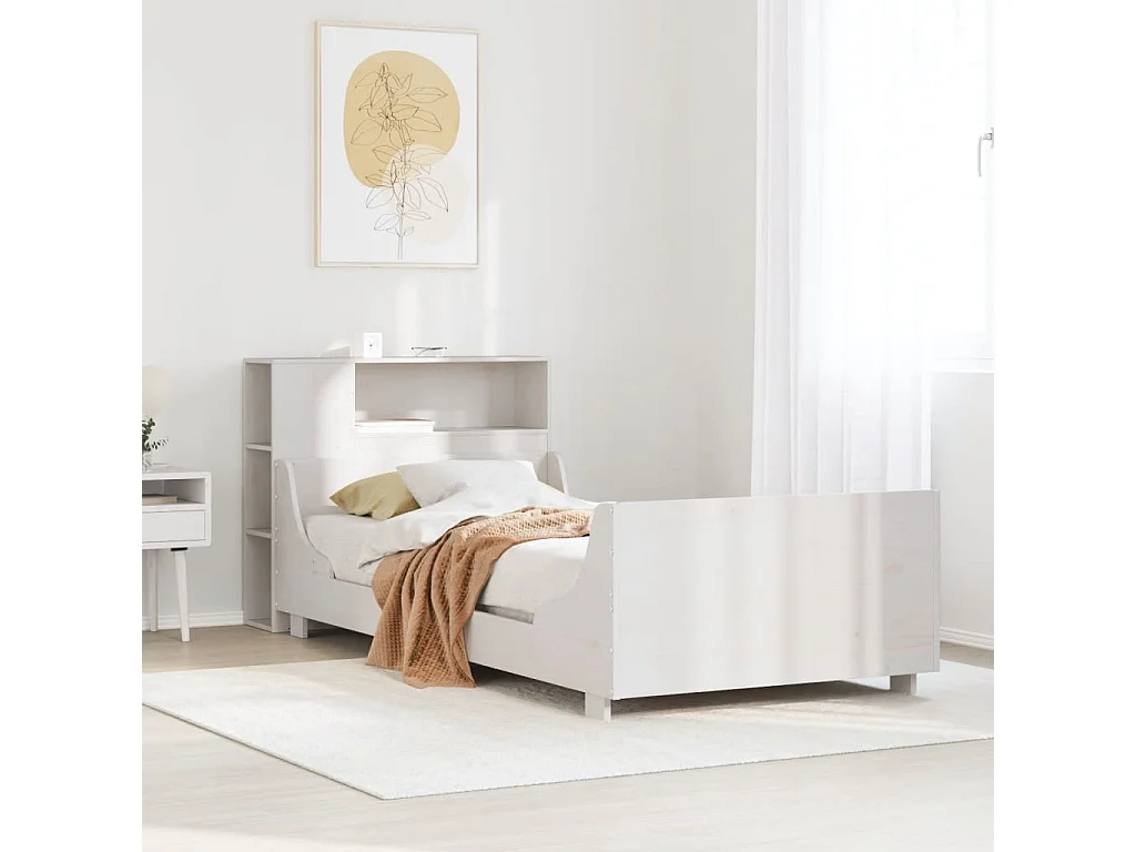 Bedframe zonder matras massief grenenhout wit 90x190 cm