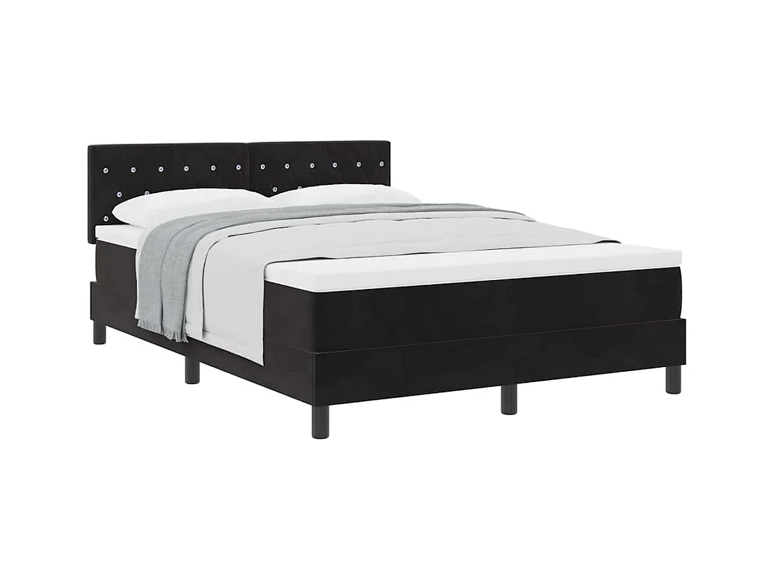 Cama Box Spring com Colchão Preto 140 x 190 cm tecido