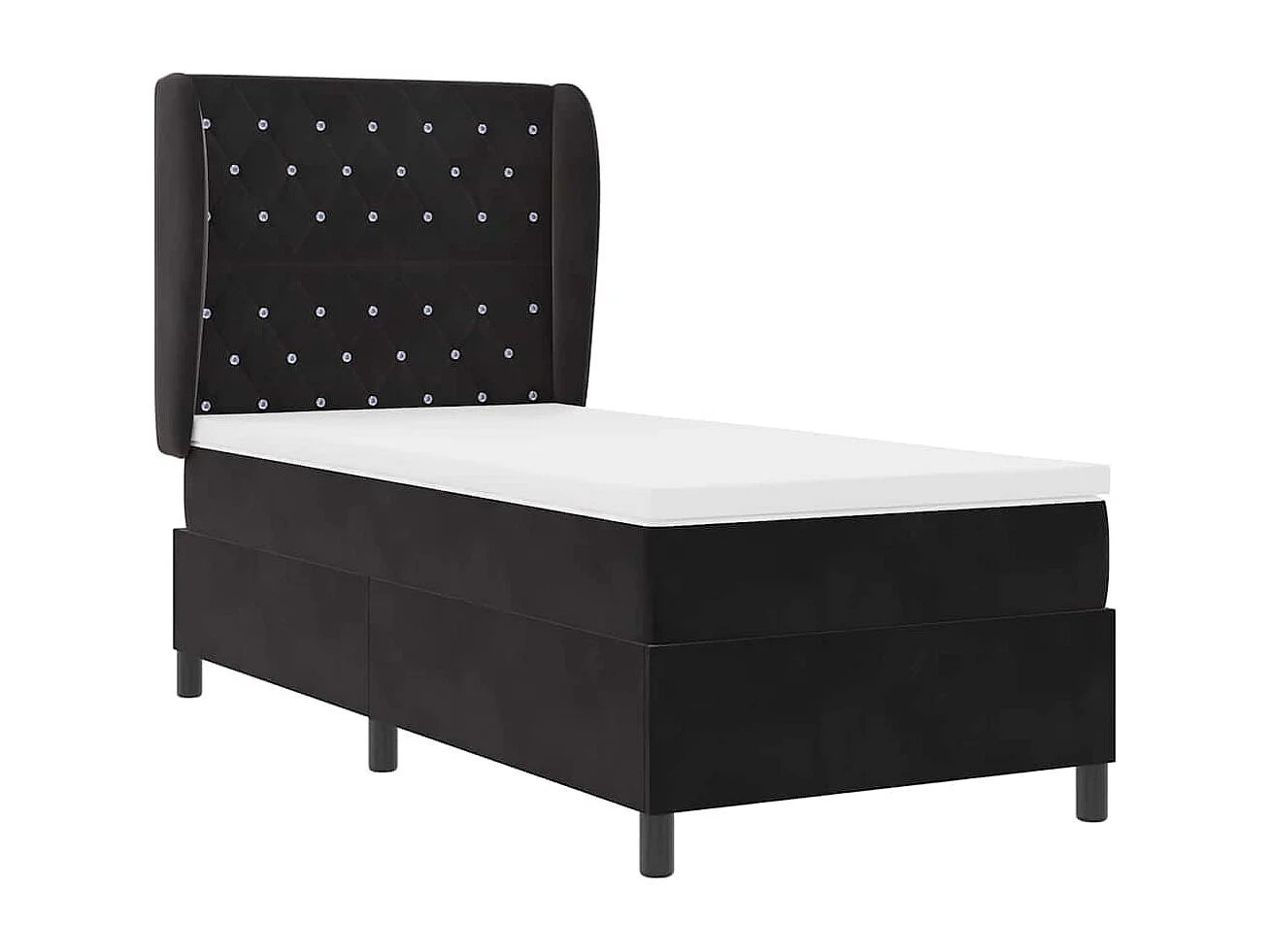 Cadre de lit avec matelas Noir 100 x 200 cm Velours