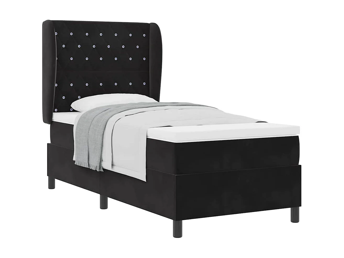 Cadre de lit avec matelas Noir 100 x 200 cm Velours