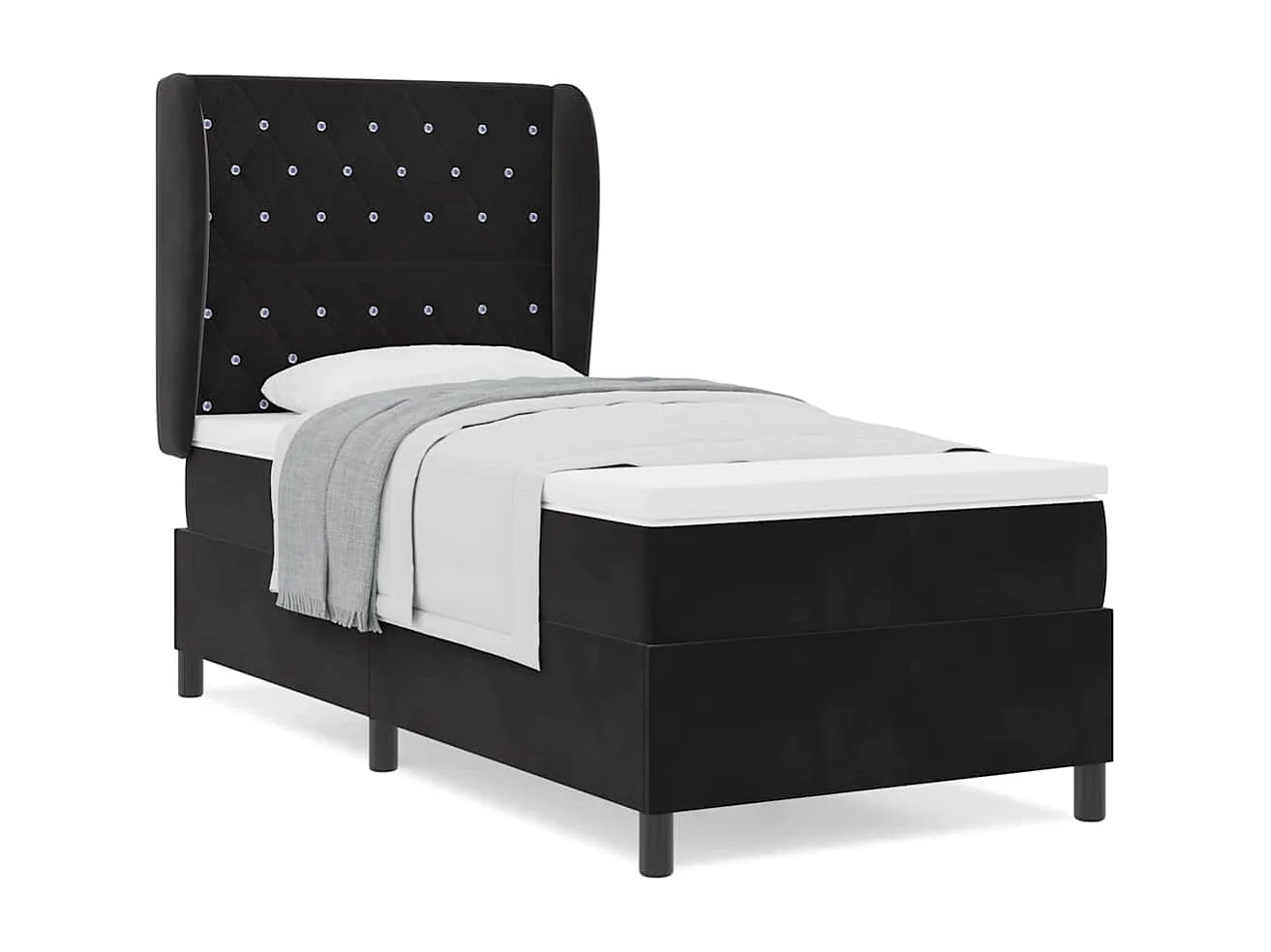 Cadre de lit avec matelas Noir 100 x 200 cm Velours