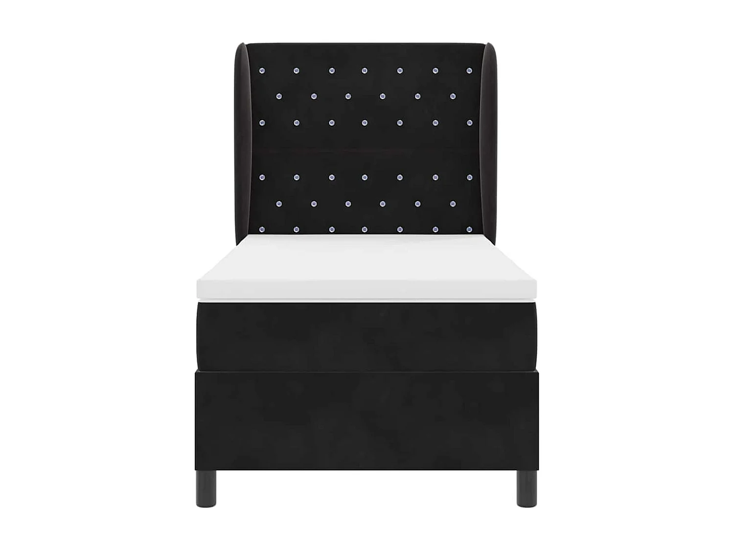 Cama tipo Box Spring con colchón Negro 100 x 200 cm Terciopelo