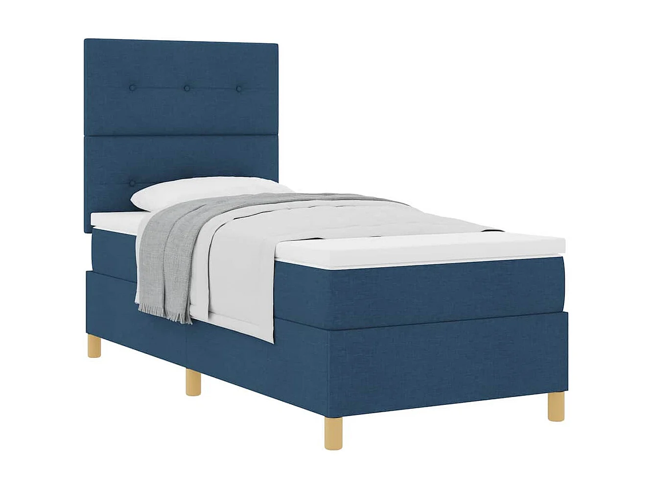 Cama tipo Box Spring con cabecera Azul 90 x 200 cm tela