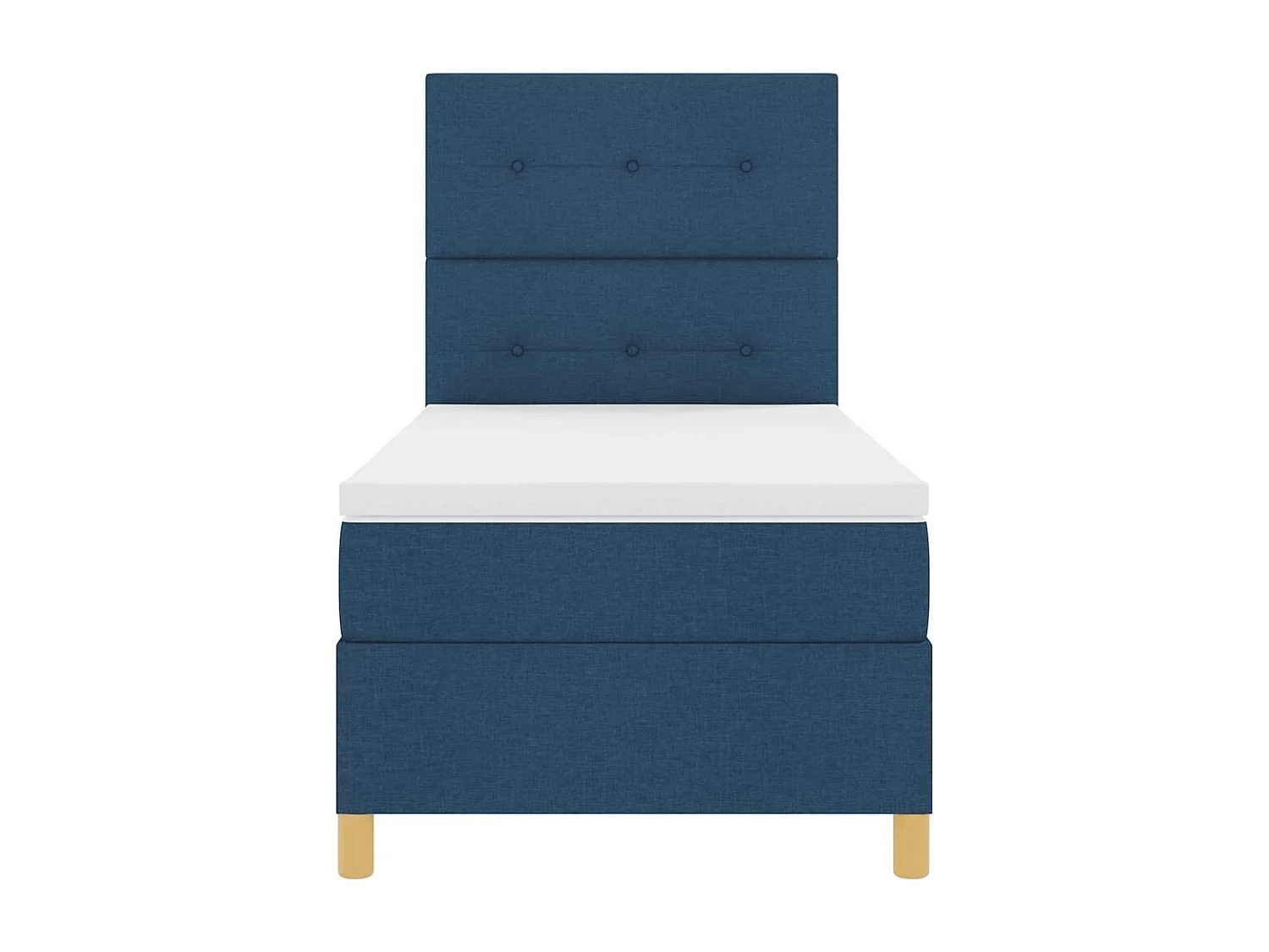 Cama tipo Box Spring con cabecera Azul 90 x 200 cm tela